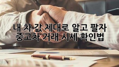 내 차 값, 제대로 알고 팔자! 중고차 거래 시세 확인법